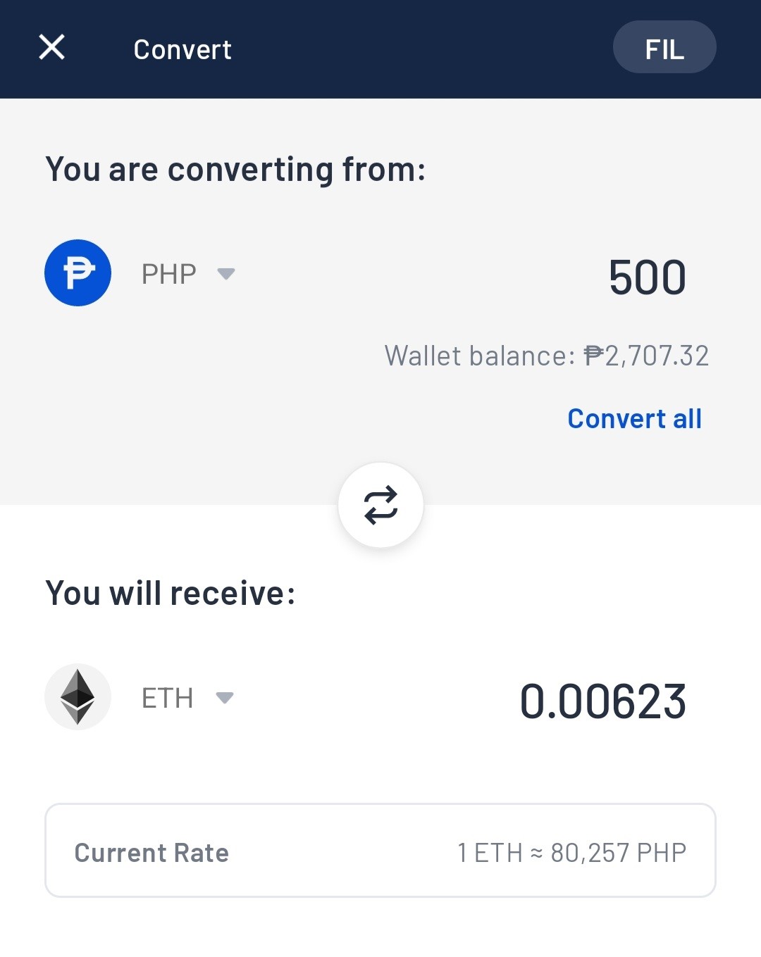 eth to peso